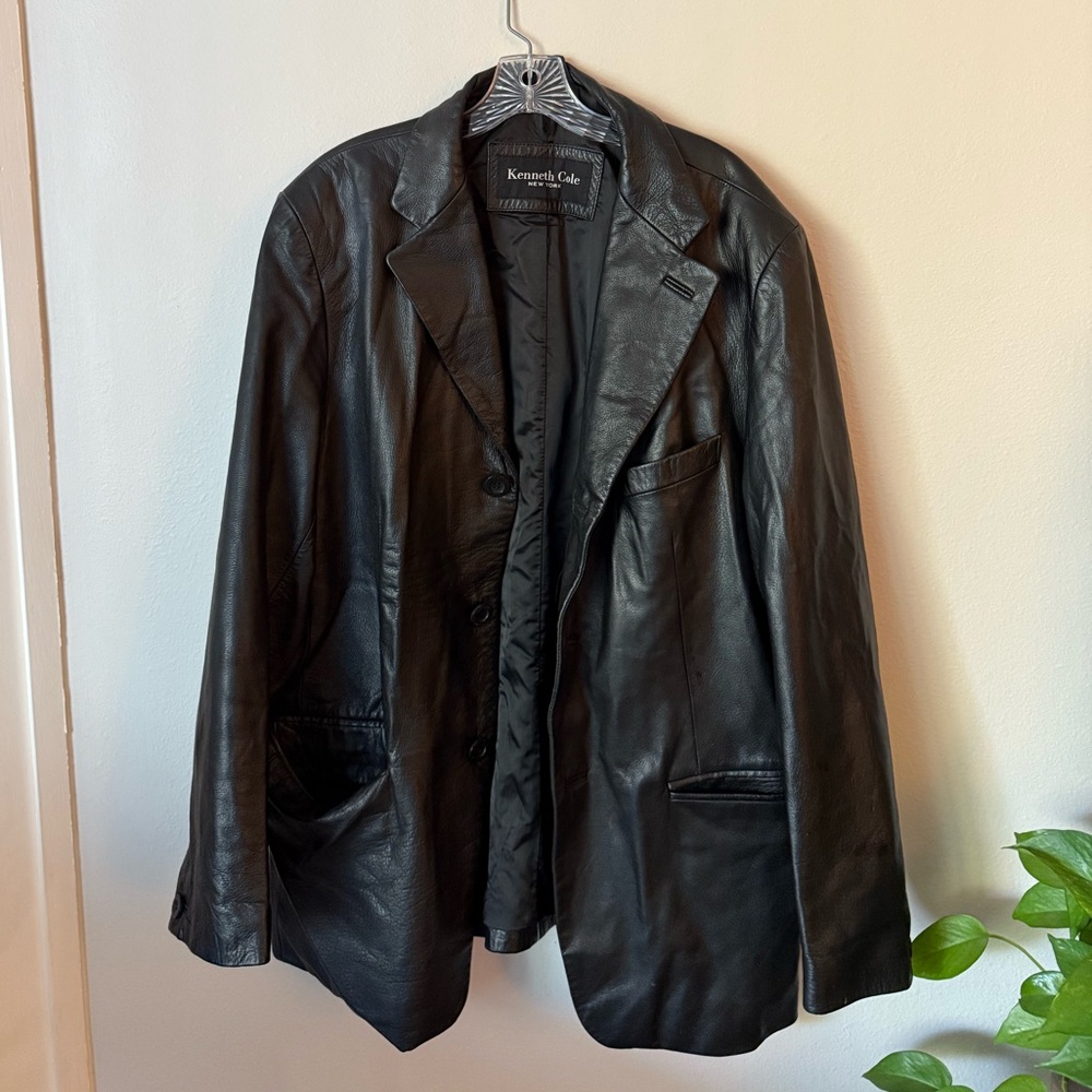 Kenneth Cole Men's Black Leather Jacket